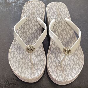 Michael Kors Monogrammed White Sandals